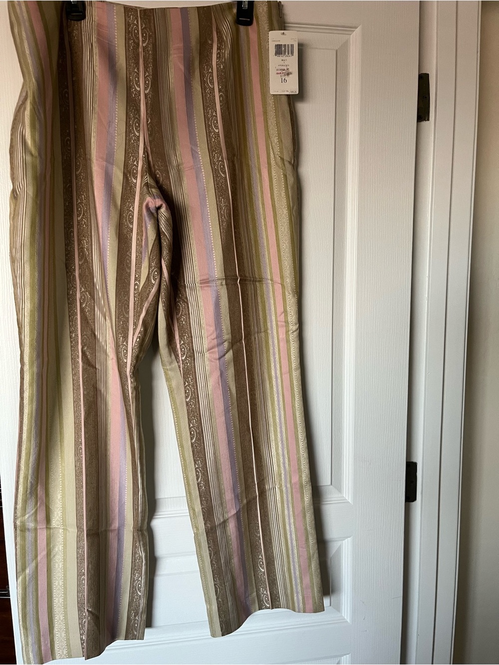 Dana Buchman Striped Pants in Pink, Green, Cream, Brown